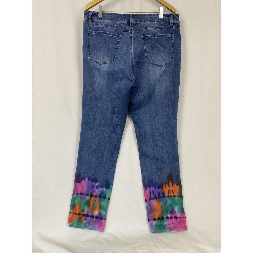 FDJ French Dressing Jeans Womens 16 Blue Straight Olivia Tie Dye Ankle 36x32 - Picture 4 of 12